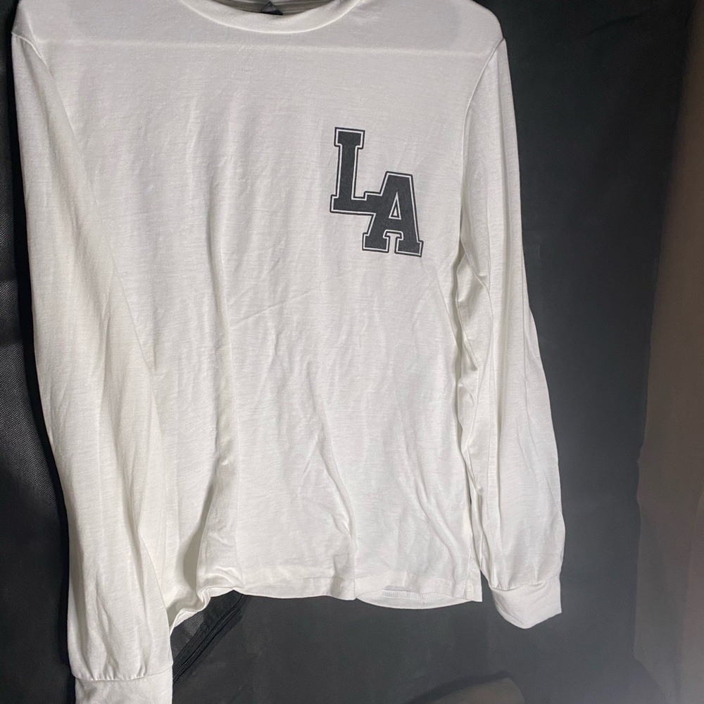 White Long Sleeve Shirt with LA Logo